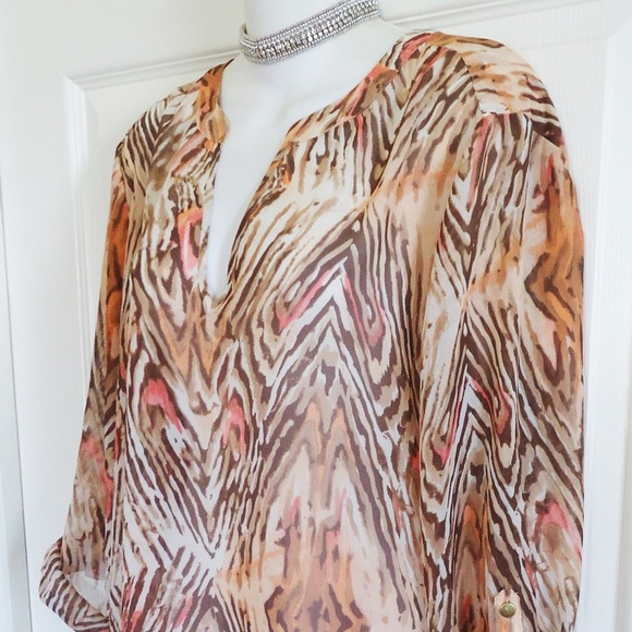 CHICOS TRAVELERS SIZE 3 16/18 SEMI-SHEER TUNIC TOP - Picture 4 of 8